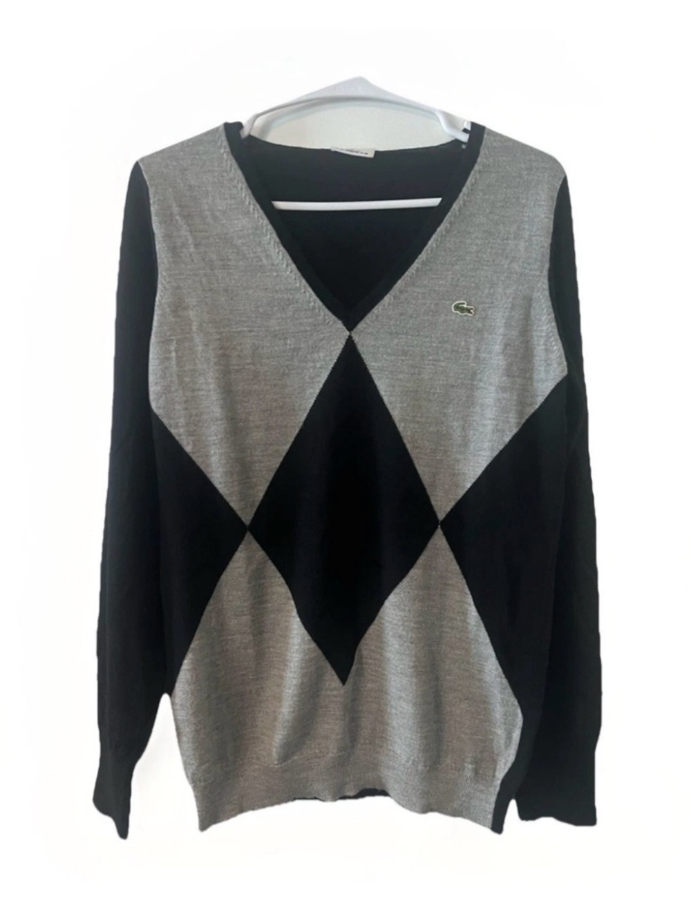 Lacoste Gray Pullover Knit Cardigan V-Neck Sweater - Men's Size 40